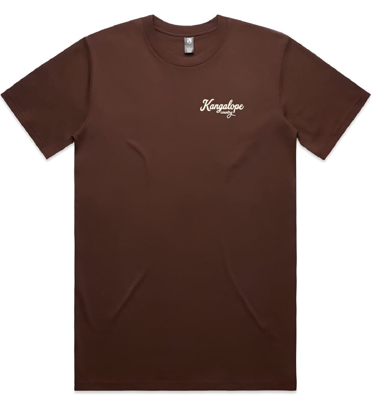 Chestnut Brown classic tee, front flat view with Kangalope Country chest logo
