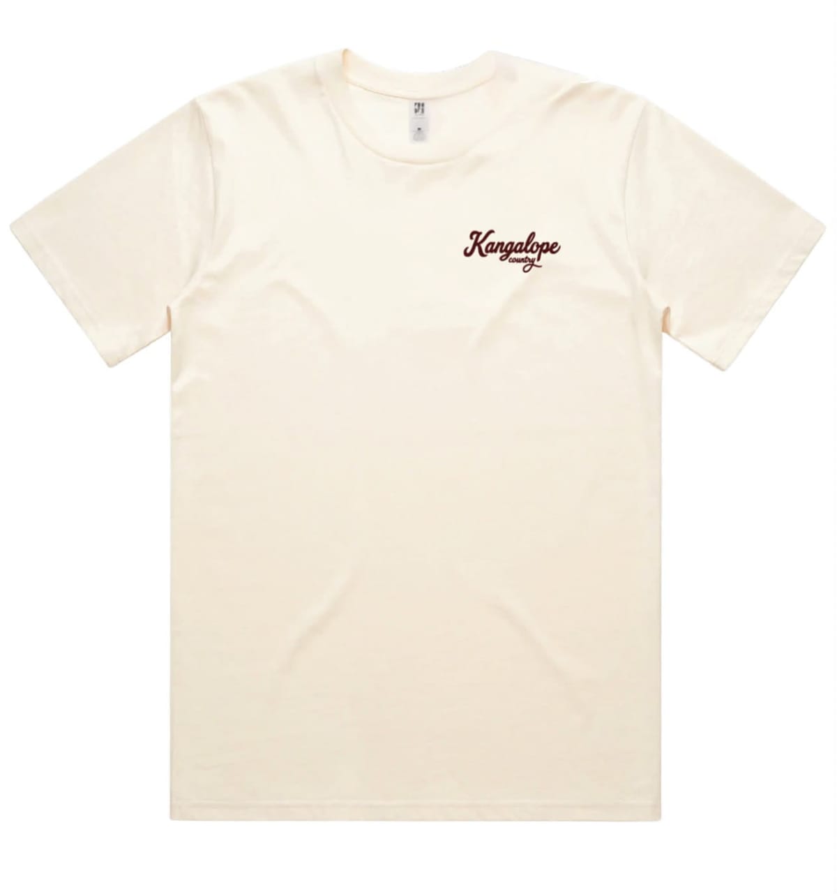 Ecru classic tee, front flat view with Kangalope Country chest logo