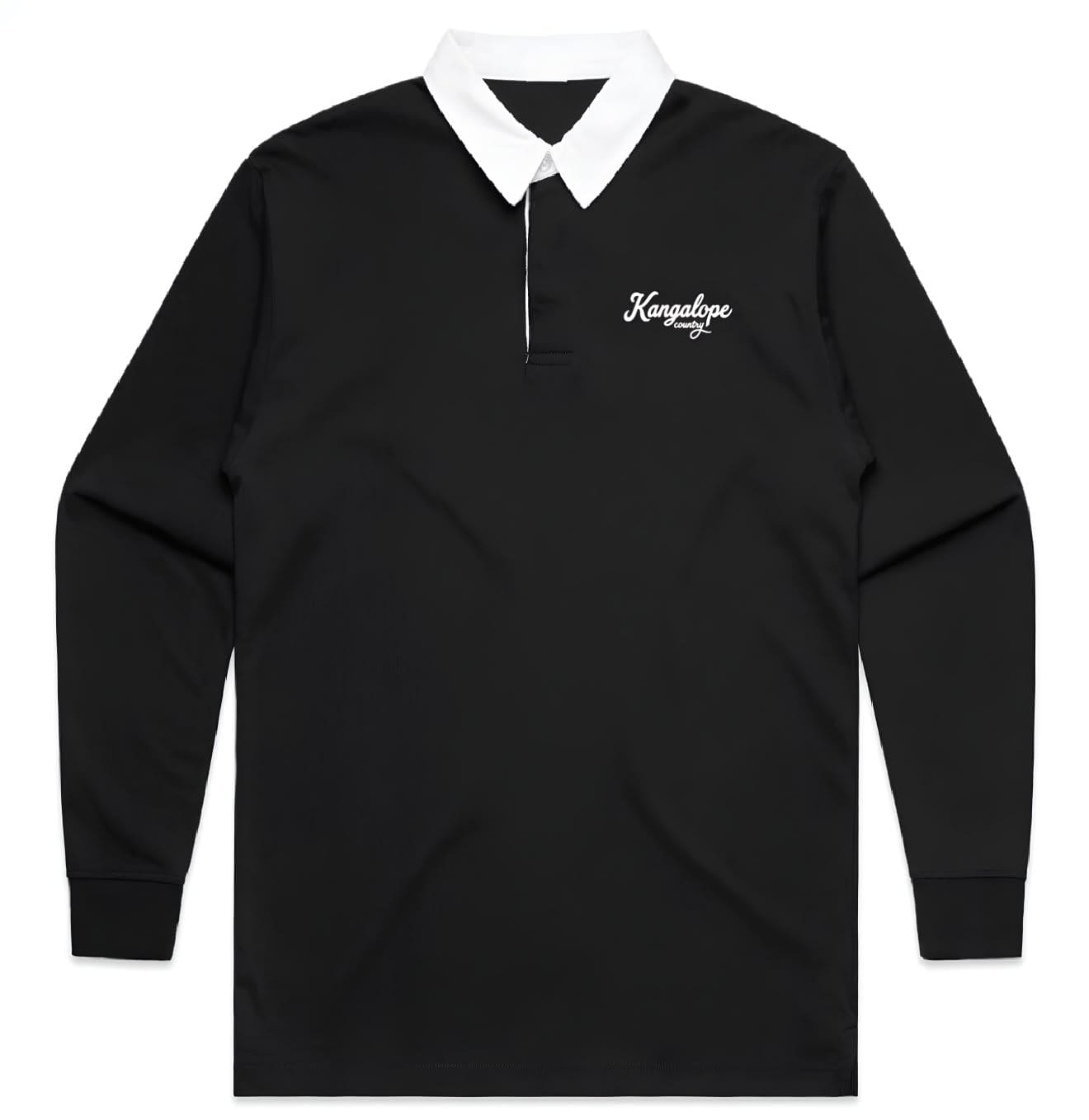Kangalope Country rugby jersey in Black, front flat view